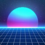 Retro 80s Background, cyber digital landscape, Retro 80s style ...