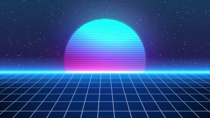 Retro 80s Background, cyber digital landscape, Retro 80s style ...